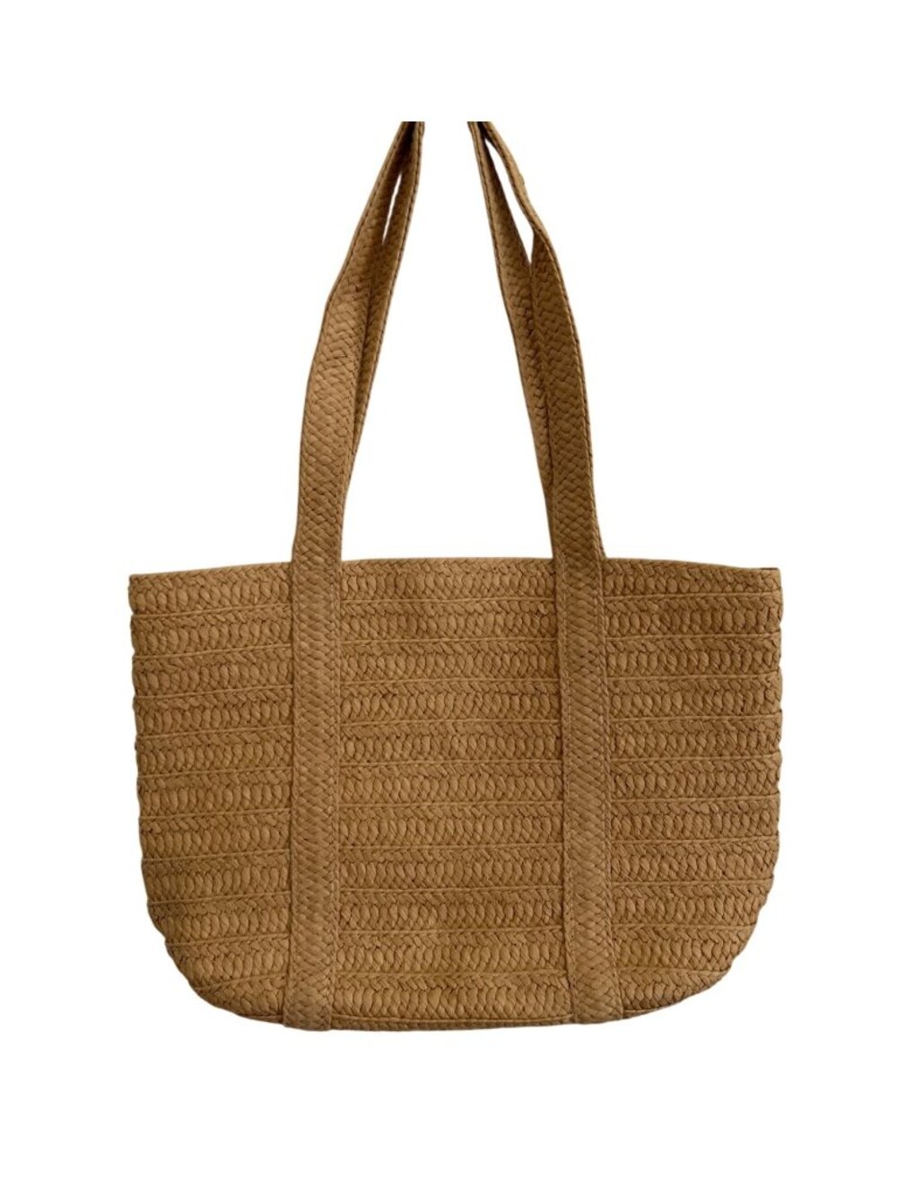 Draper James Woven Straw Tote Bag With Navy Interior & Magnetic Closure